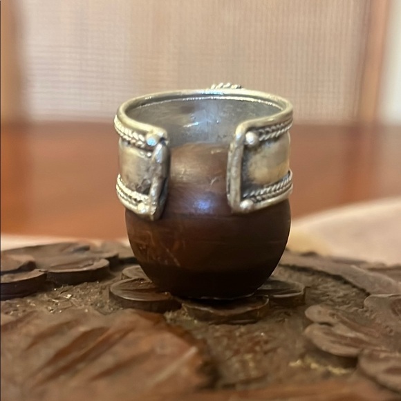 Boho Silver Tone Green Stone Ring - Picture 3 of 4